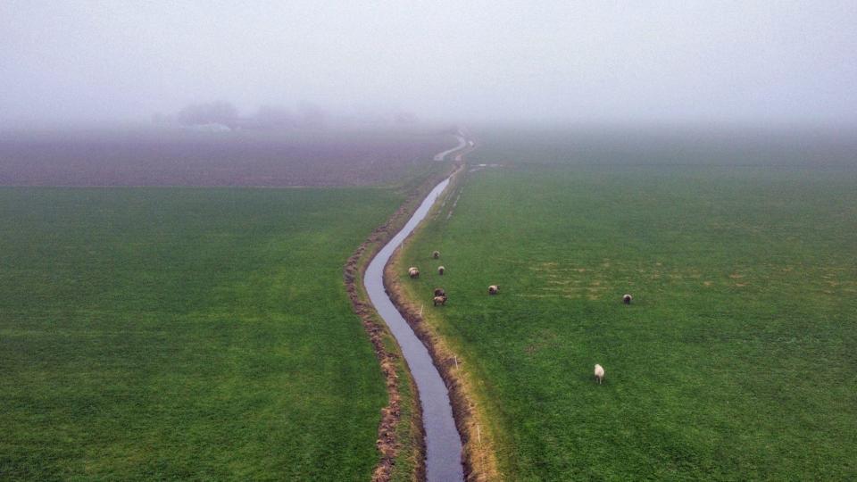 Drone opname van een landbouwgebied bij Genemuiden