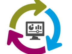 Kringlooppijlen rondom computerscherm