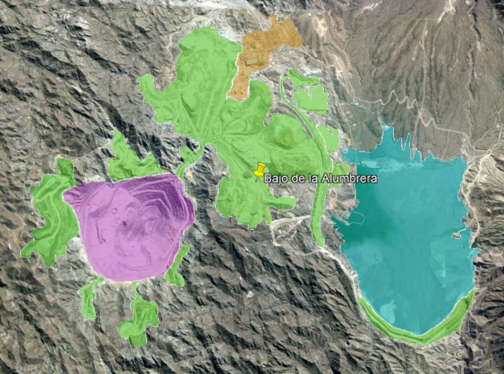 Map of the mining in Bayo de la Alumbrera