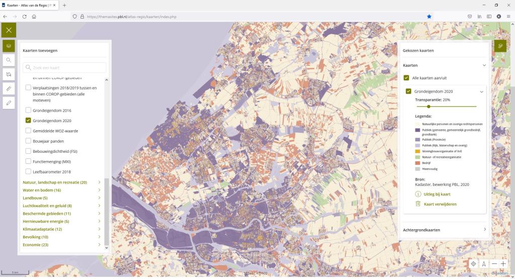 Kaart van grondeigendom in de Atlas van de Regio Kaart van grondeigendom in de Atlas van de Regio