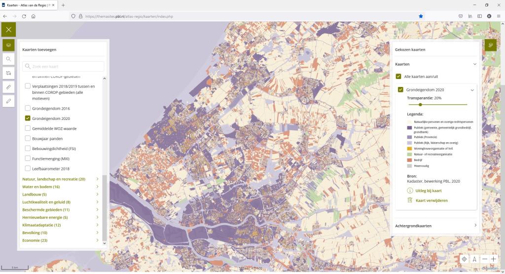 Kaart van grondeigendom in de Atlas van de Regio